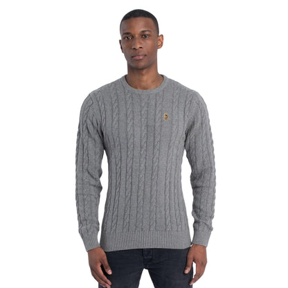 Grey - Side - Luke 1977 Mens Aspen Cable Knit Sweatshirt