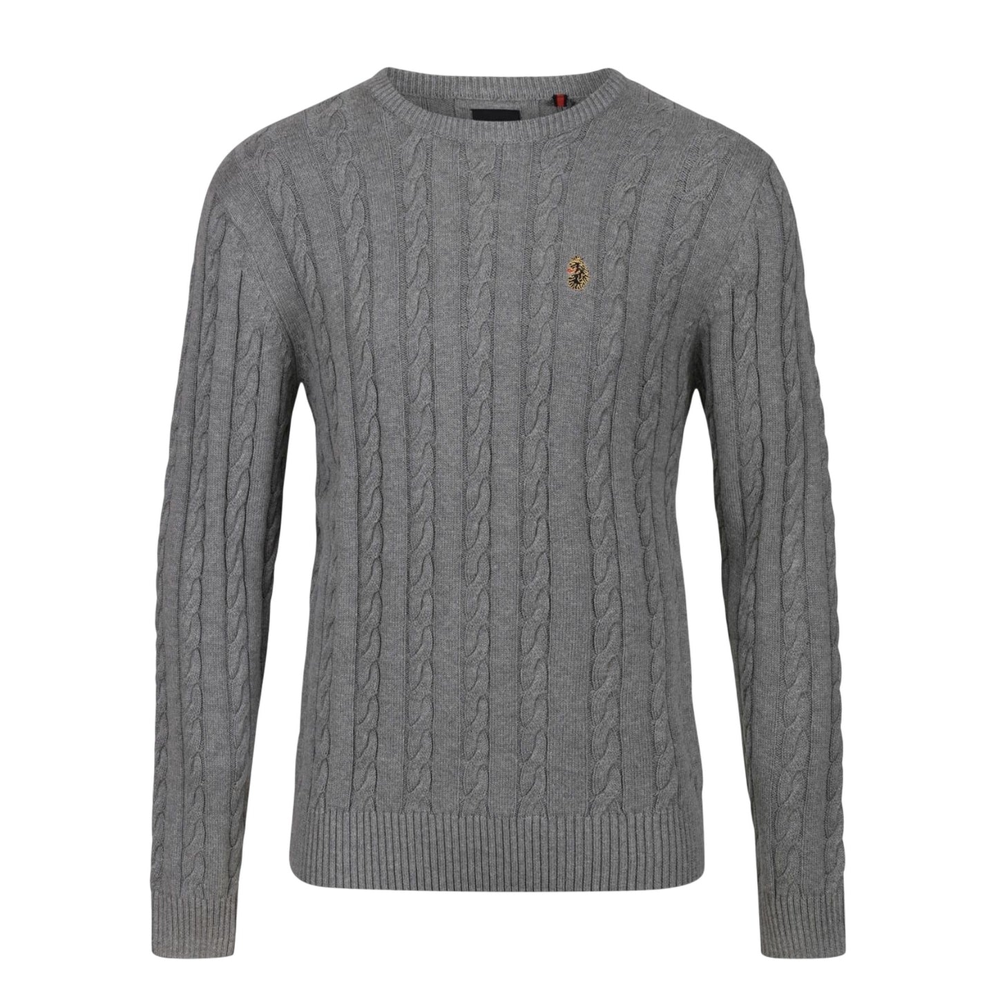 Grey - Front - Luke 1977 Mens Aspen Cable Knit Sweatshirt
