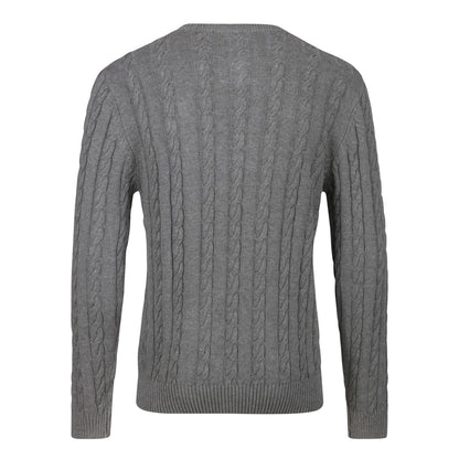 Grey - Back - Luke 1977 Mens Aspen Cable Knit Sweatshirt