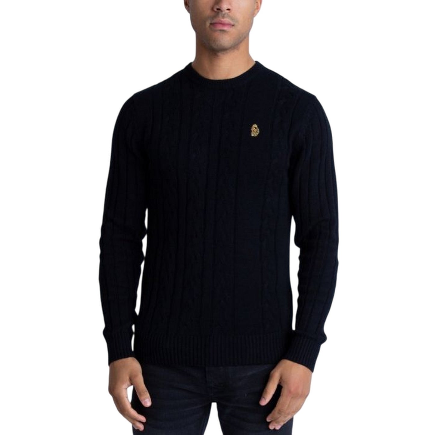 Black - Side - Luke 1977 Mens Aspen Cable Knit Sweatshirt
