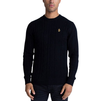 Black - Side - Luke 1977 Mens Aspen Cable Knit Sweatshirt