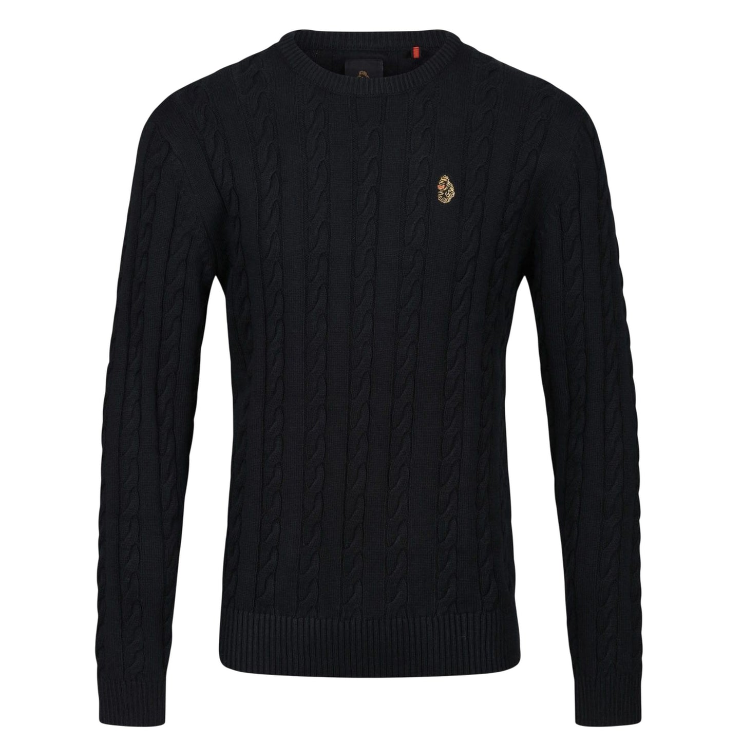 Black - Front - Luke 1977 Mens Aspen Cable Knit Sweatshirt