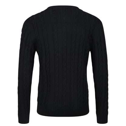 Black - Back - Luke 1977 Mens Aspen Cable Knit Sweatshirt