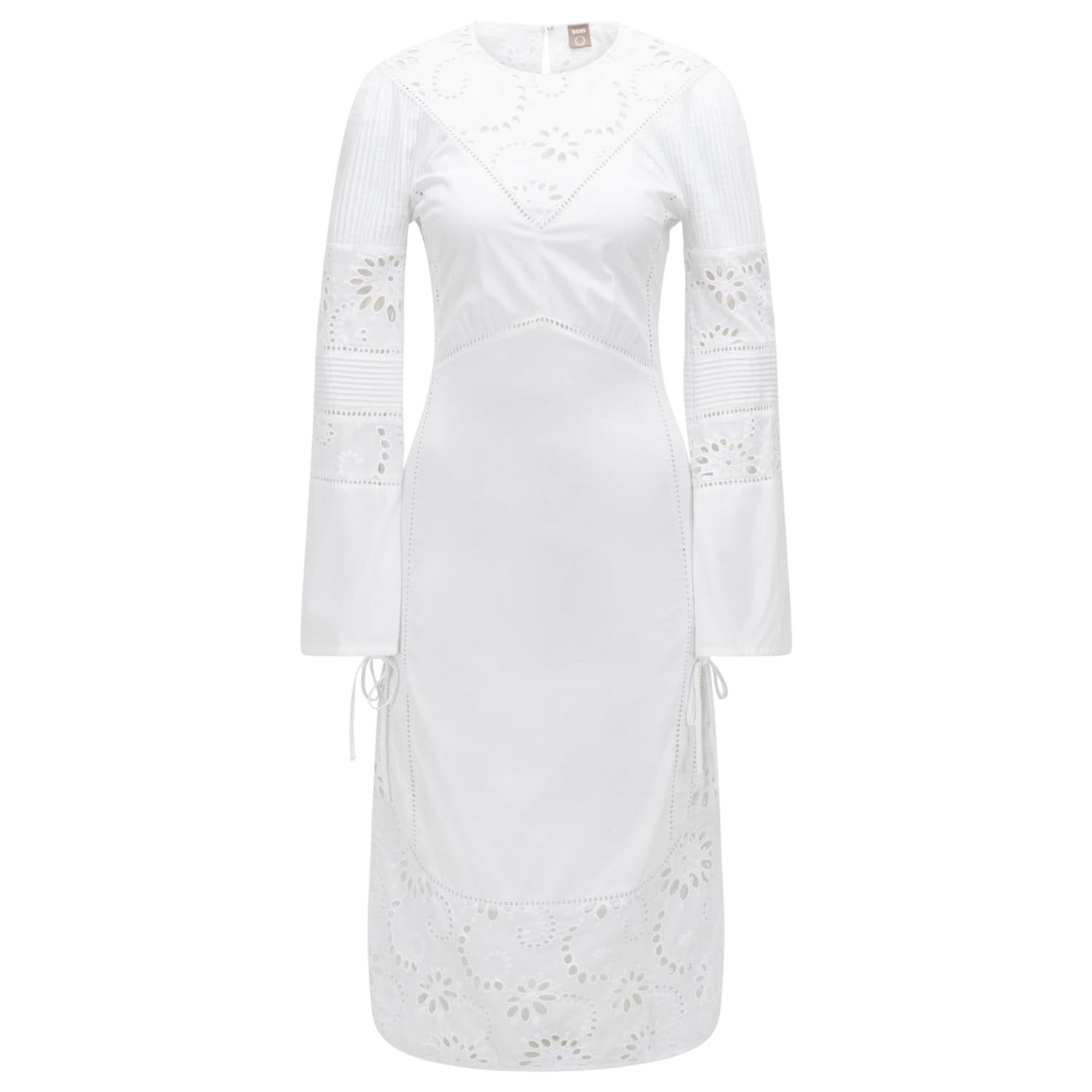 White - Front - Boss Womens-Ladies Danouk Broderie Trim Dress