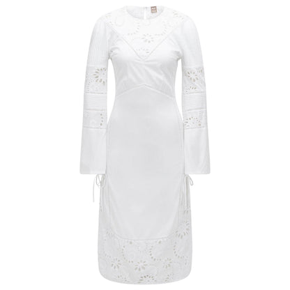 White - Front - Boss Womens-Ladies Danouk Broderie Trim Dress