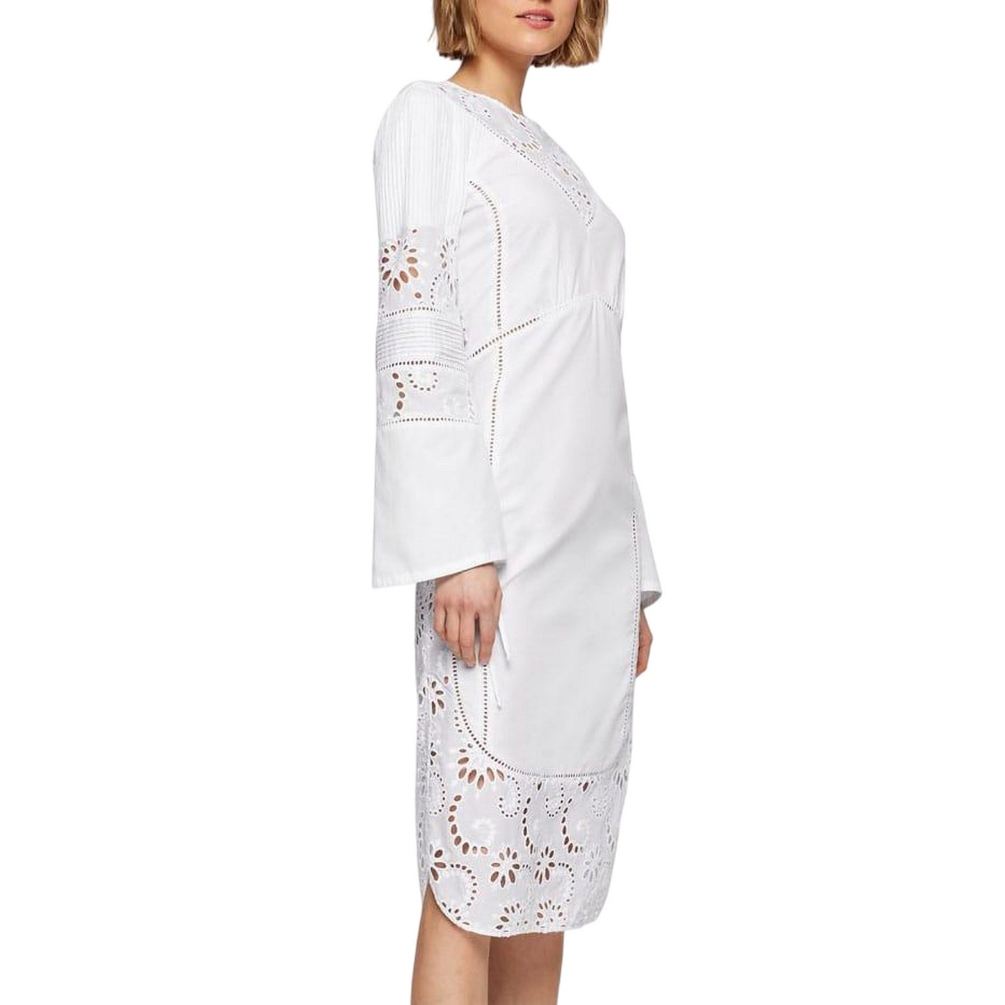 White - Lifestyle - Boss Womens-Ladies Danouk Broderie Trim Dress