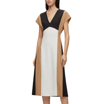 Black-White-Brown - Side - Boss Womens-Ladies Debrany Casual Dress
