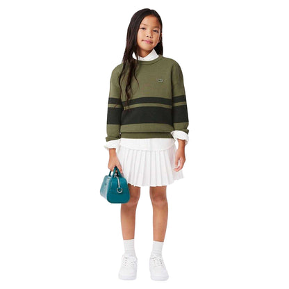Green - Pack Shot - Lacoste Childrens-Kids Striped Sweatshirt