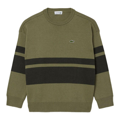 Green - Front - Lacoste Childrens-Kids Striped Sweatshirt