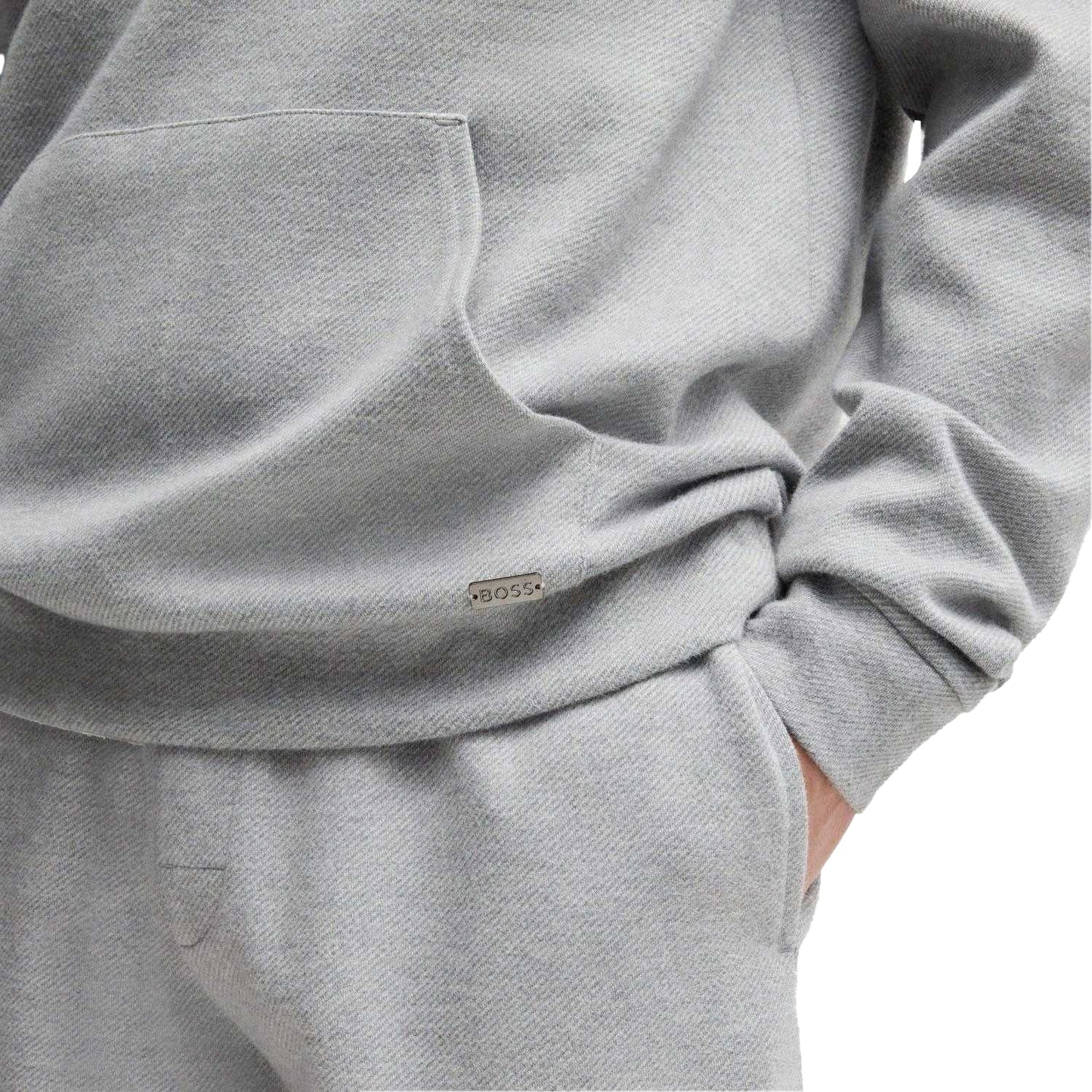 Grey - Side - Boss Mens Lounge Hoodie