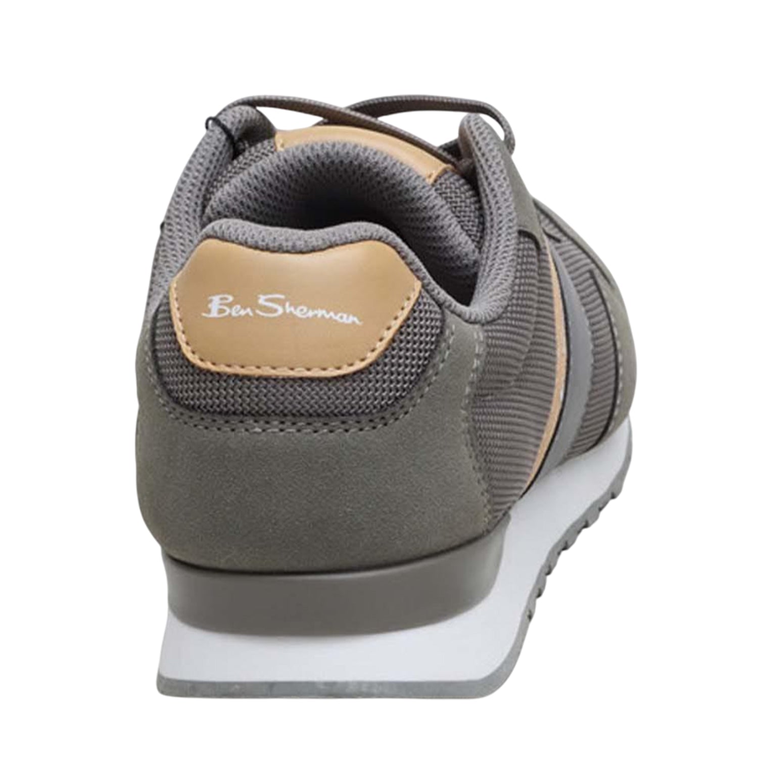 Grey-Green-Tan - Back - Ben Sherman Mens Owen Logo Trainers
