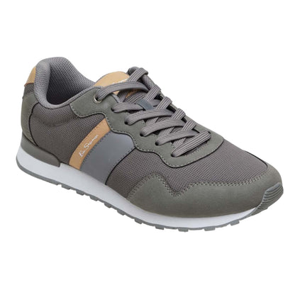 Grey-Green-Tan - Front - Ben Sherman Mens Owen Logo Trainers