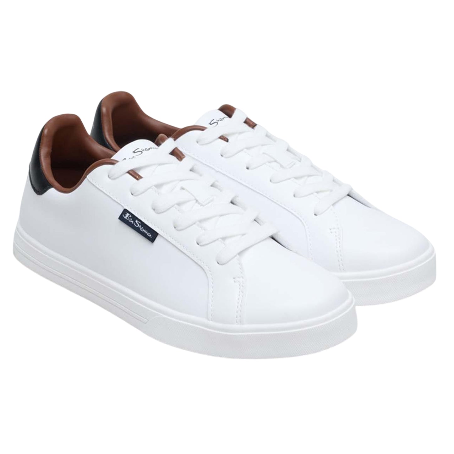 White - Front - Ben Sherman Mens Chase Logo Trainers