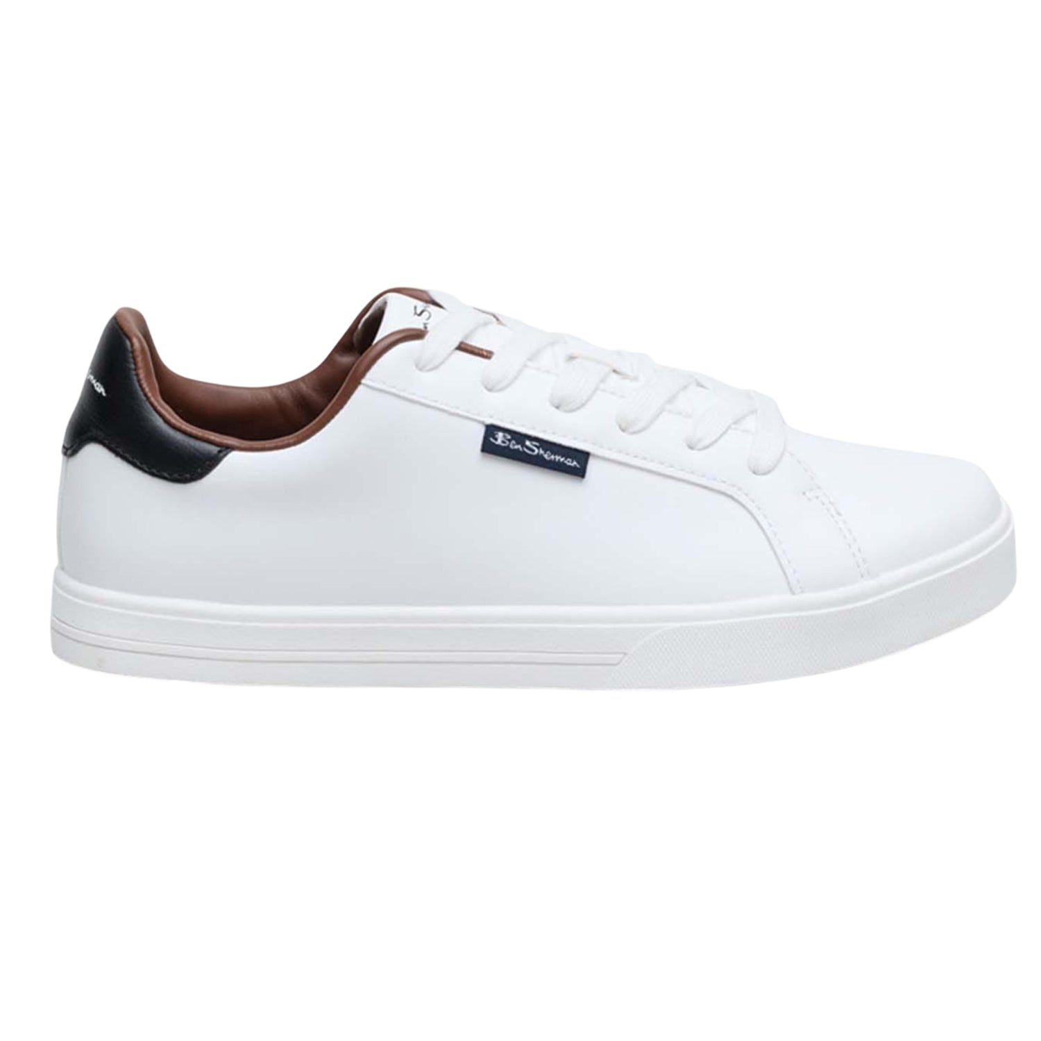 White - Side - Ben Sherman Mens Chase Logo Trainers