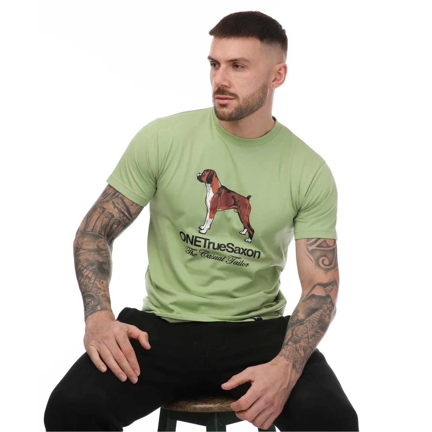 Green - Side - One True Saxon Mens Dawg T-Shirt