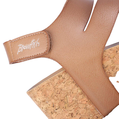 Beige - Close up - Blowfish Malibu Womens-Ladies Leelee Wedge Sandals