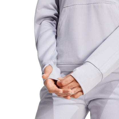 Grey - Side - Adidas Womens-Ladies Game & Go Aeroready Quarter Zip Fleece Top