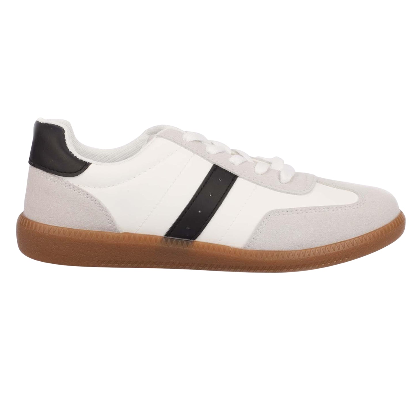 White - Side - Where´s That From Womens-Ladies Contrast Panel Trainers