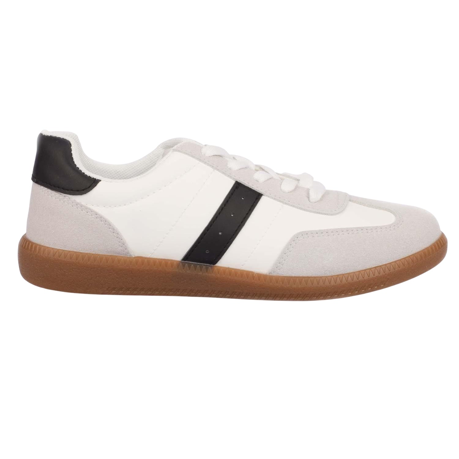 White - Side - Where´s That From Womens-Ladies Contrast Panel Trainers