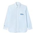 Blue-White - Front - Lacoste Mens Crocodile Badge Relaxed Fit Shirt