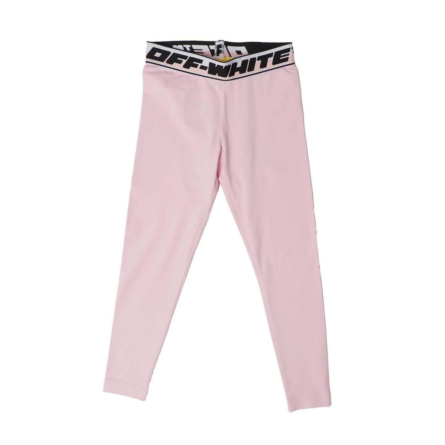 Pink-Black - Front - Off White Childrens-Kids Banded Logo Leggings