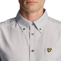 Grey-White - Side - Lyle & Scott Mens Stripe Oxford Shirt