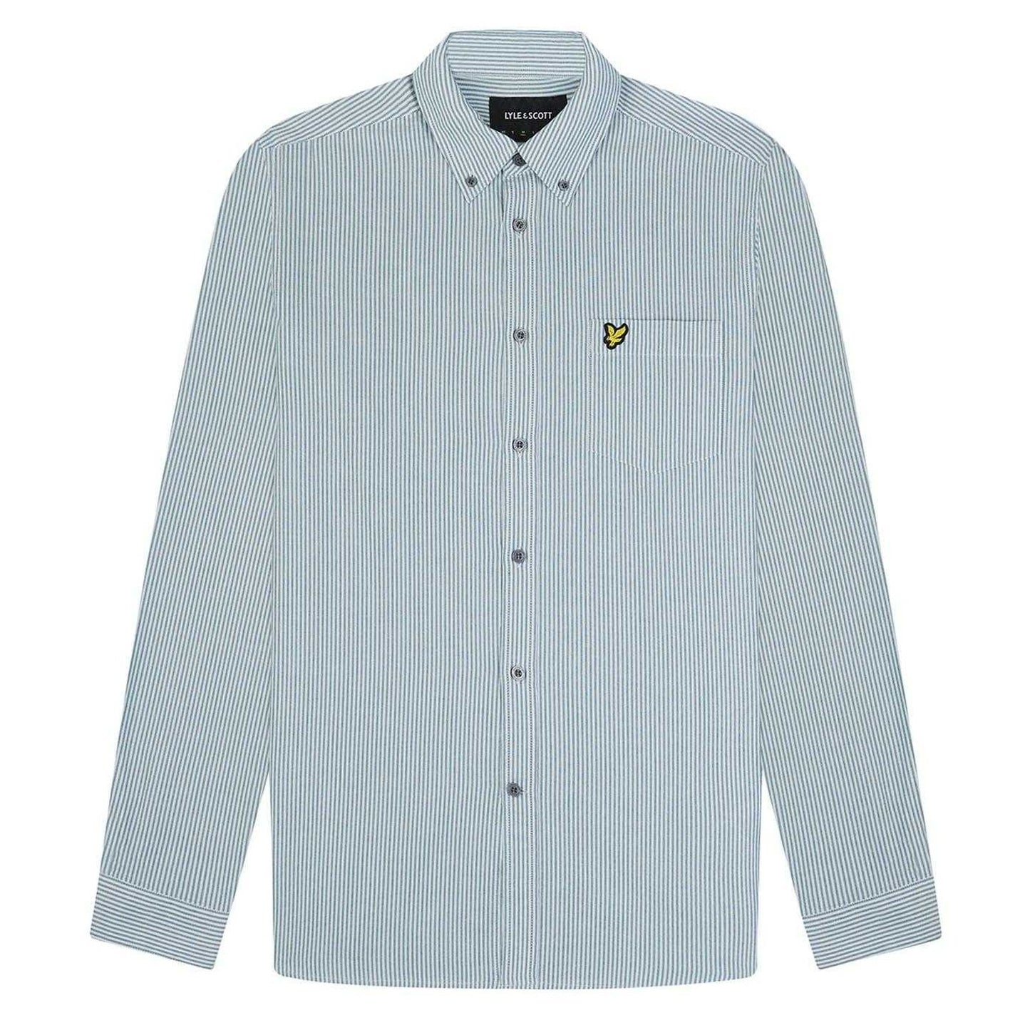 Green-White - Front - Lyle & Scott Mens Stripe Oxford Shirt