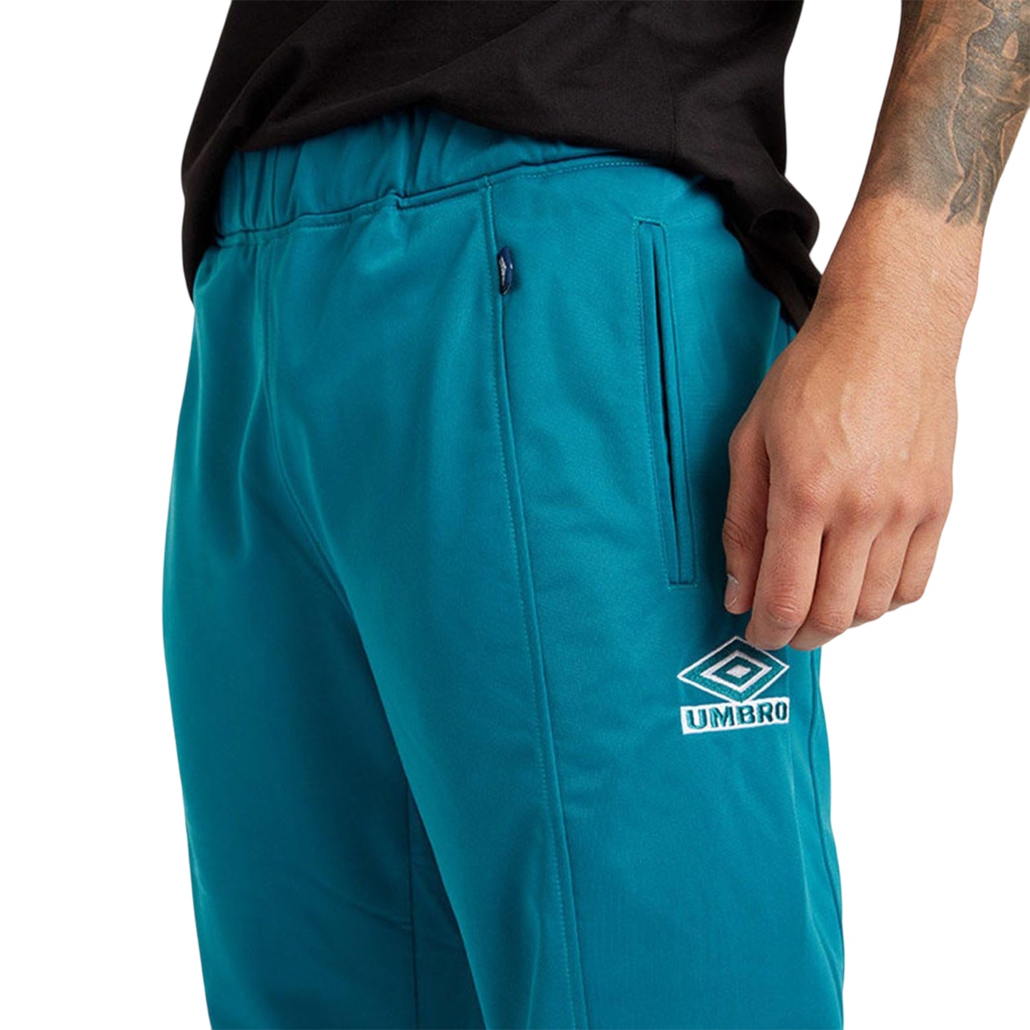 Blue-White - Side - Umbro Mens Royale Tapered Leg Jogging Bottoms