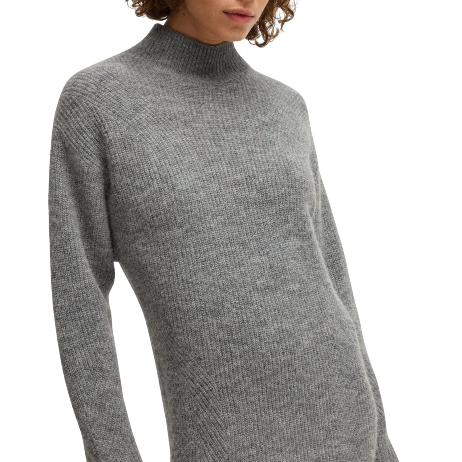 Silver - Side - Boss Womens-Ladies C Fagdassy Relaxed Fit Long-Sleeved Dress