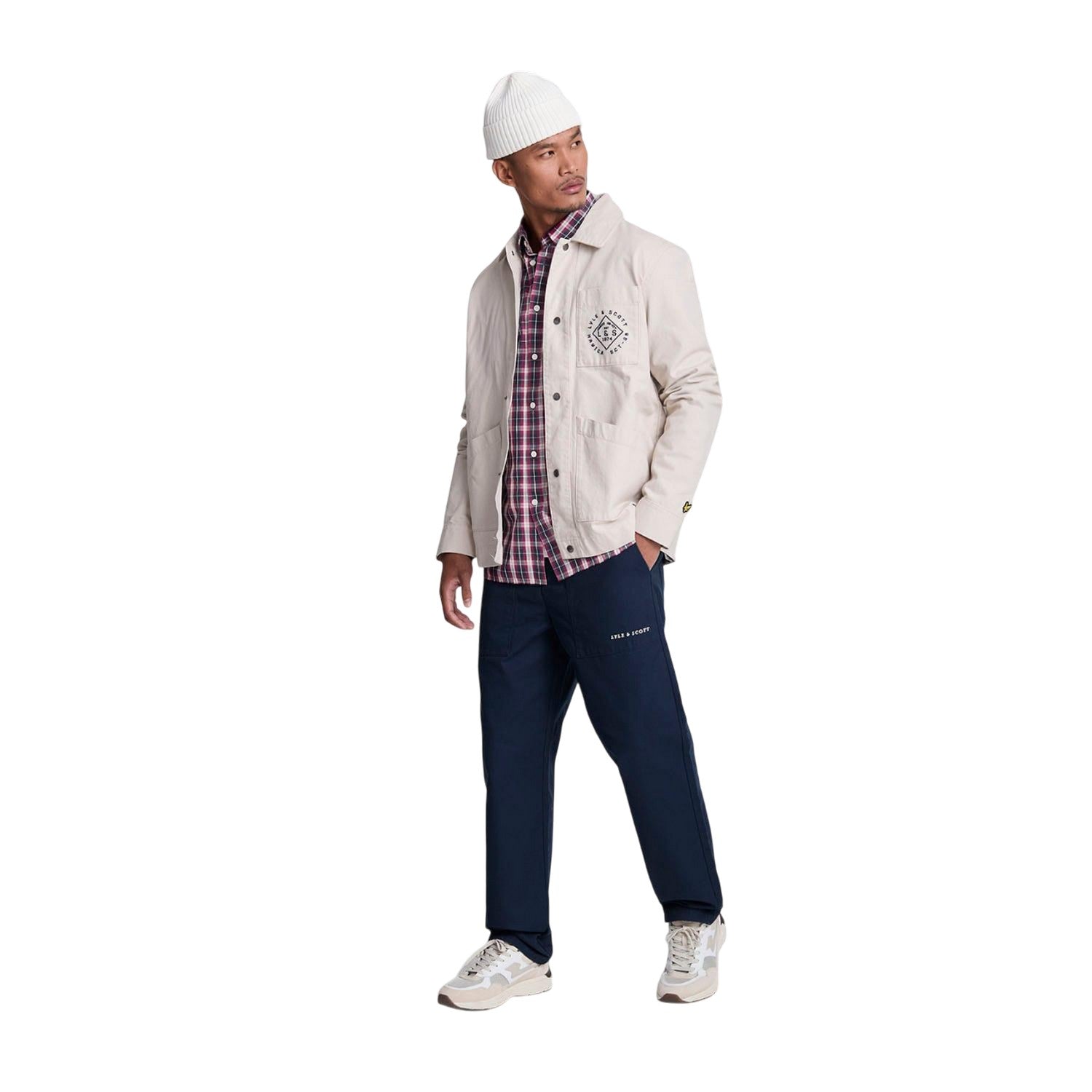 Navy - Pack Shot - Lyle & Scott Mens Checked Washed Shirt