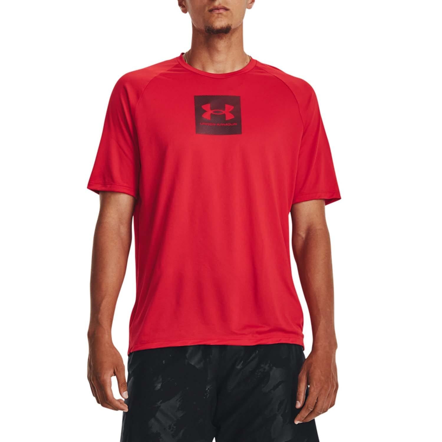 Red - Side - Under Armour Mens Tech Printed T-Shirt