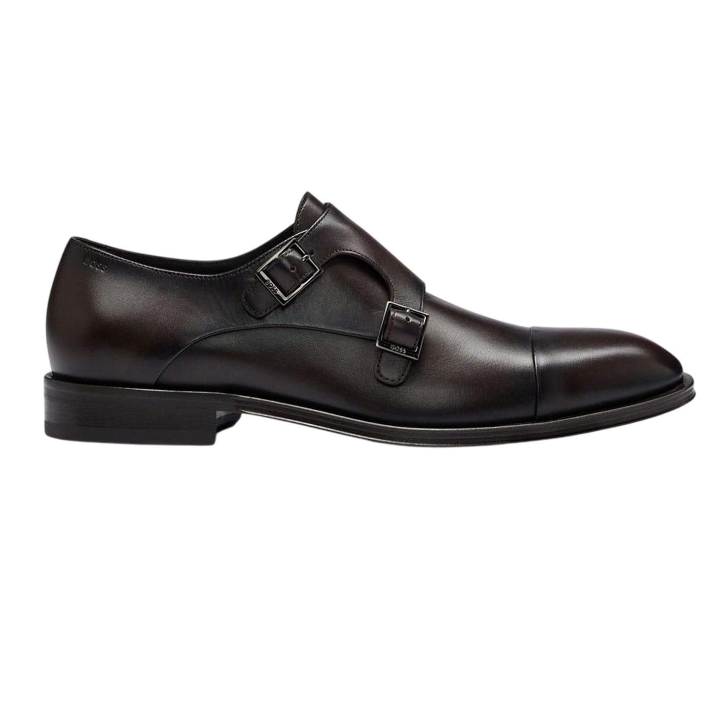 Brown - Back - Boss Mens Derrek Leather Double Monk Strap Oxfords