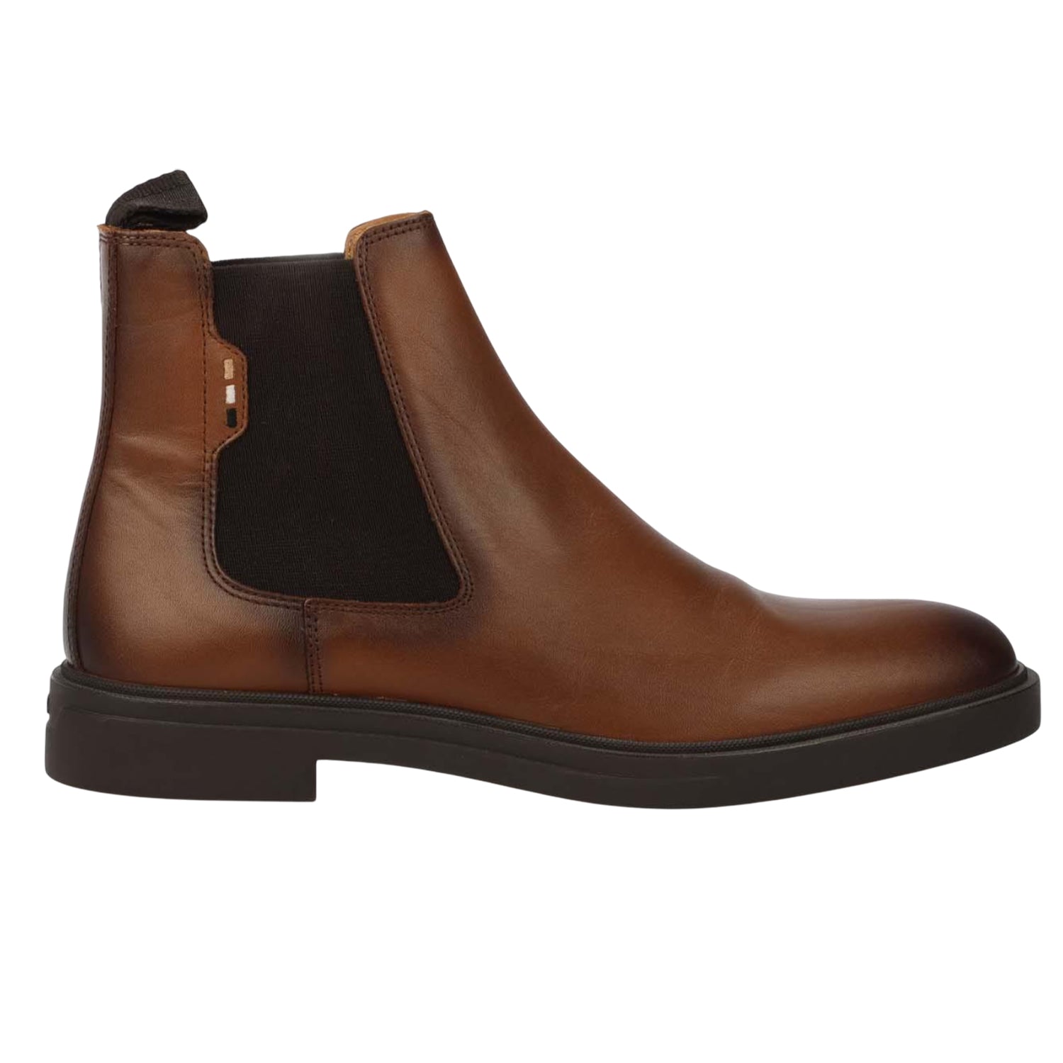 Brown - Side - Hugo Boss Mens Calev Leather Chelsea Boots
