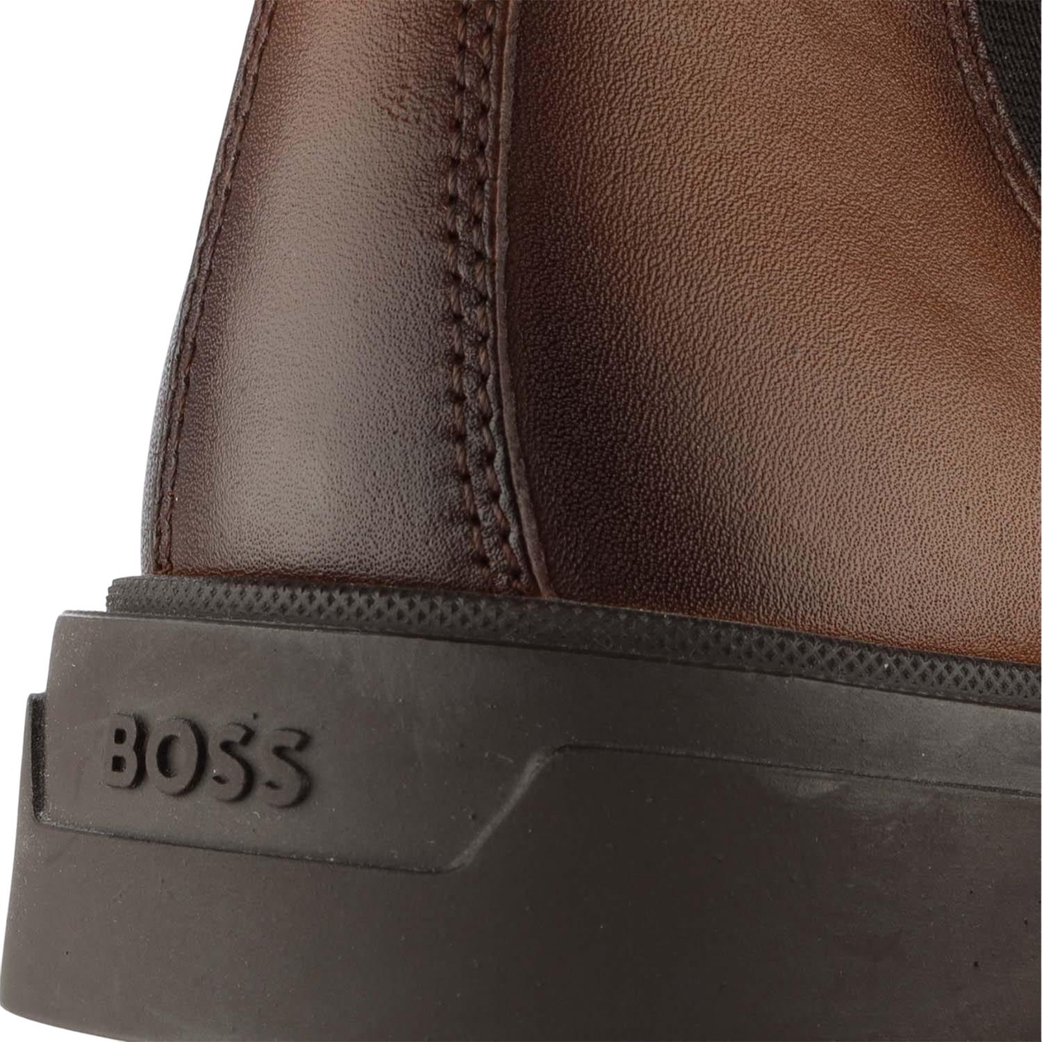 Brown - Close up - Hugo Boss Mens Calev Leather Chelsea Boots