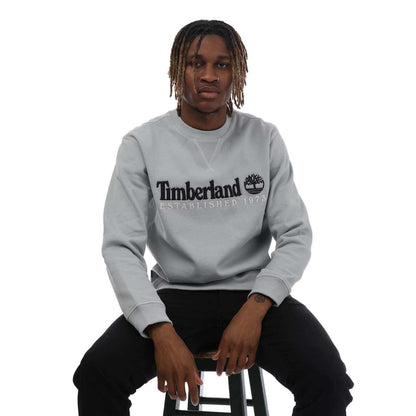 Light Grey - Side - Timberland Mens Est 1973 Crew Neck Sweatshirt