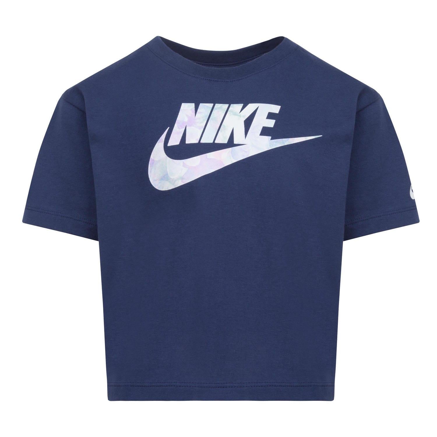 Navy - Front - Nike Girls Sci-Dye Boxy T-Shirt