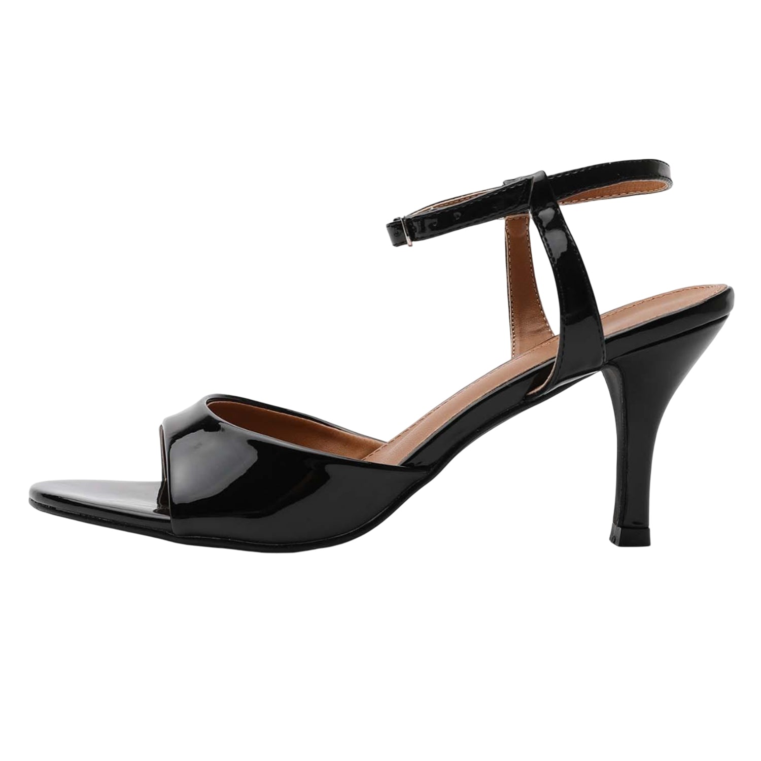 Black - Side - No Doubt Womens-Ladies Ankle Strap Stiletto Heel High Heels