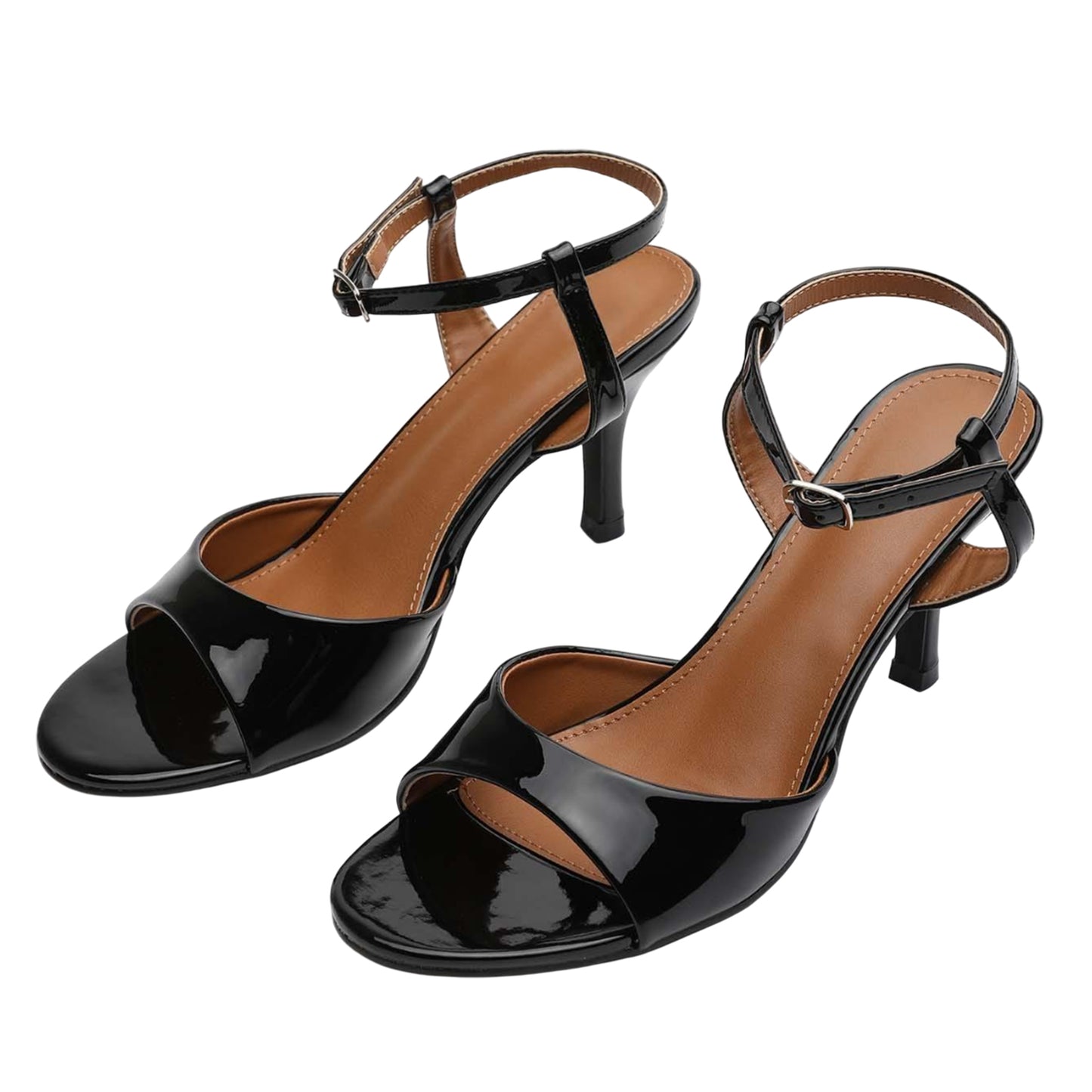 Black - Front - No Doubt Womens-Ladies Ankle Strap Stiletto Heel High Heels
