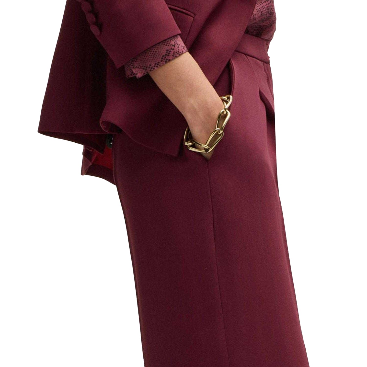 Red - Side - Boss Womens-Ladies Tozera Regular Trousers