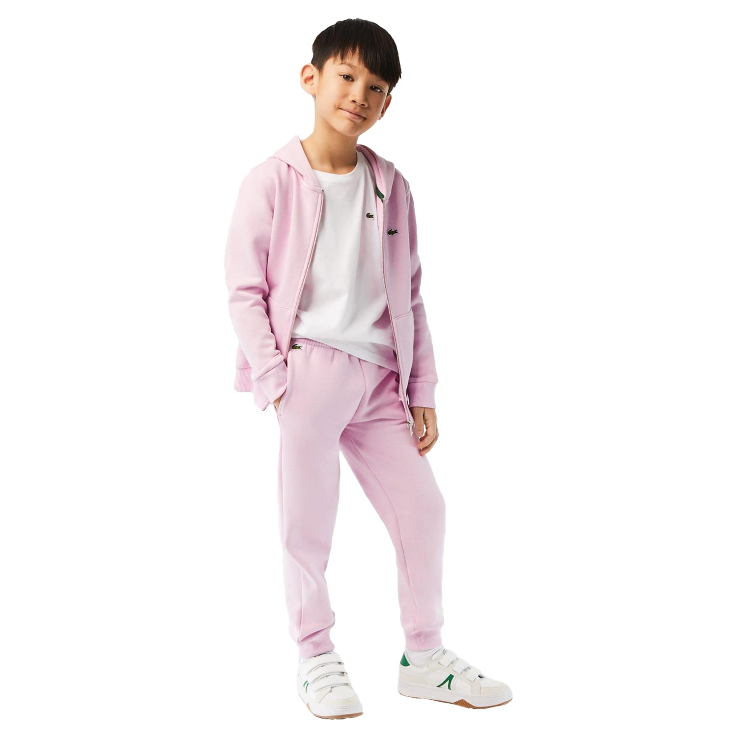 Pink - Side - Lacoste Childrens-Kids Fleece Sport Jogging Bottoms