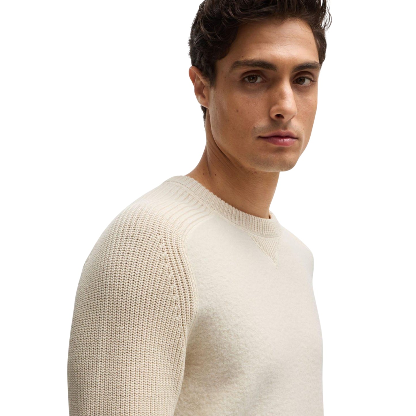 White - Side - Hugo Boss Mens H Ematero Knitted Sweatshirt