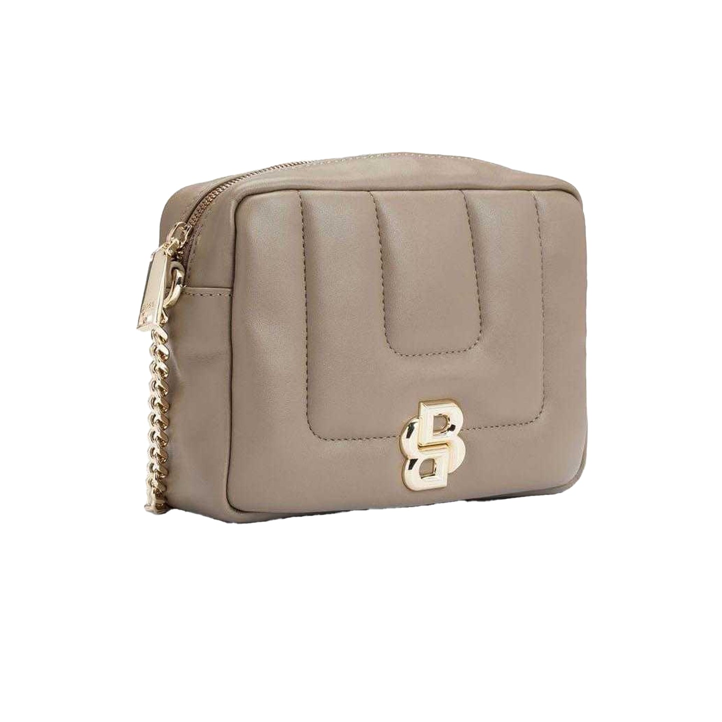 Brown - Side - Boss Double B Monogram Quilted Crossbody Bag