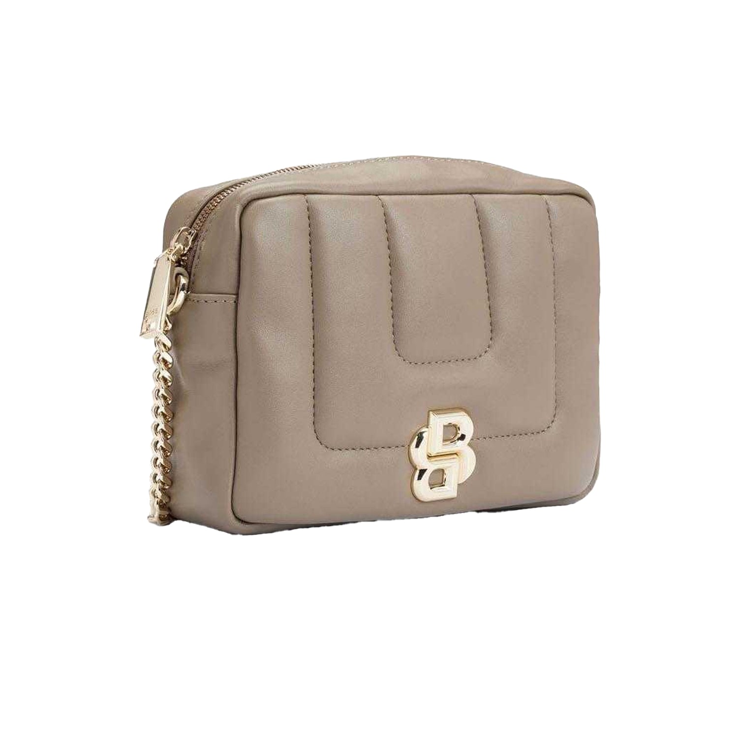 Brown - Side - Boss Double B Monogram Quilted Crossbody Bag