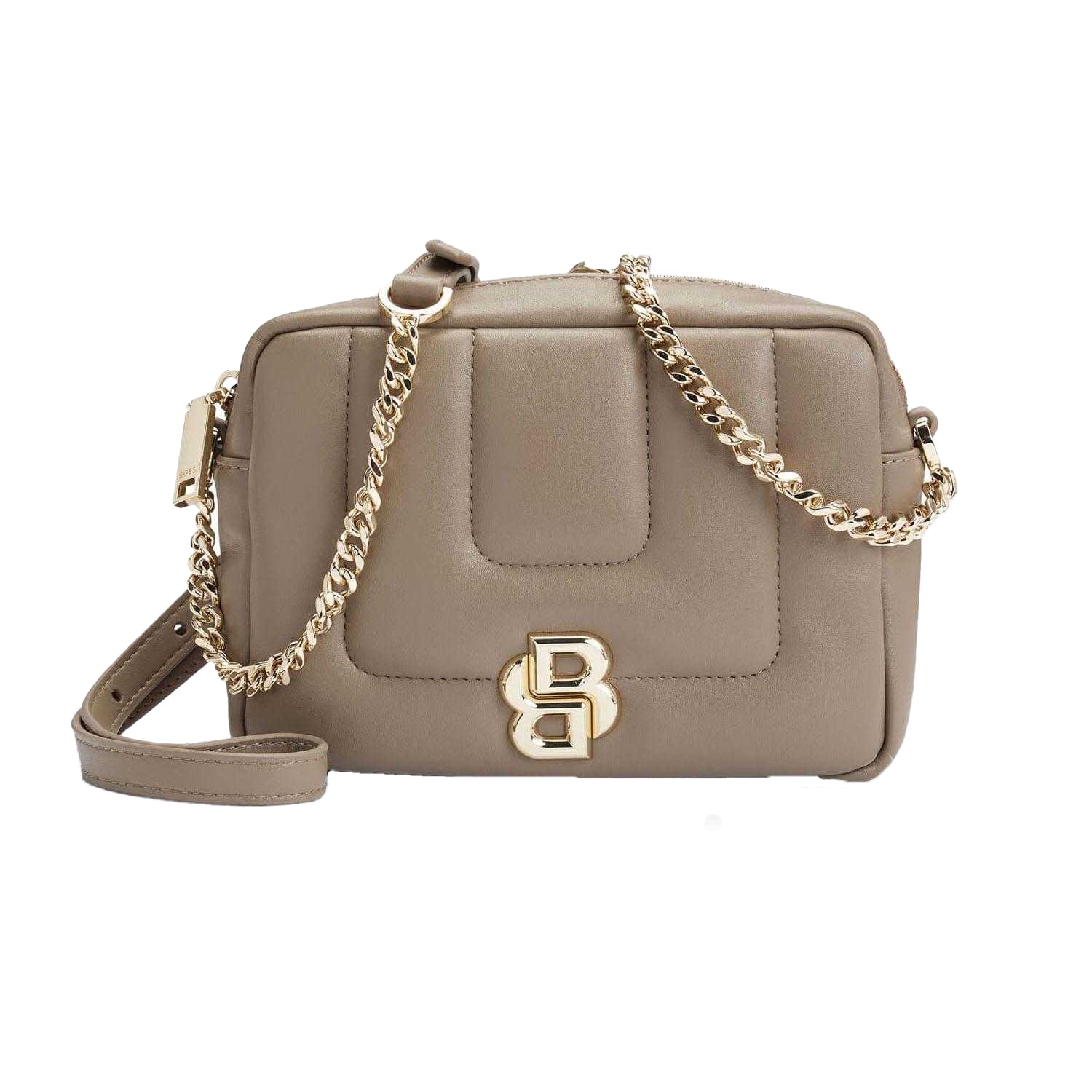 Brown - Front - Boss Double B Monogram Quilted Crossbody Bag