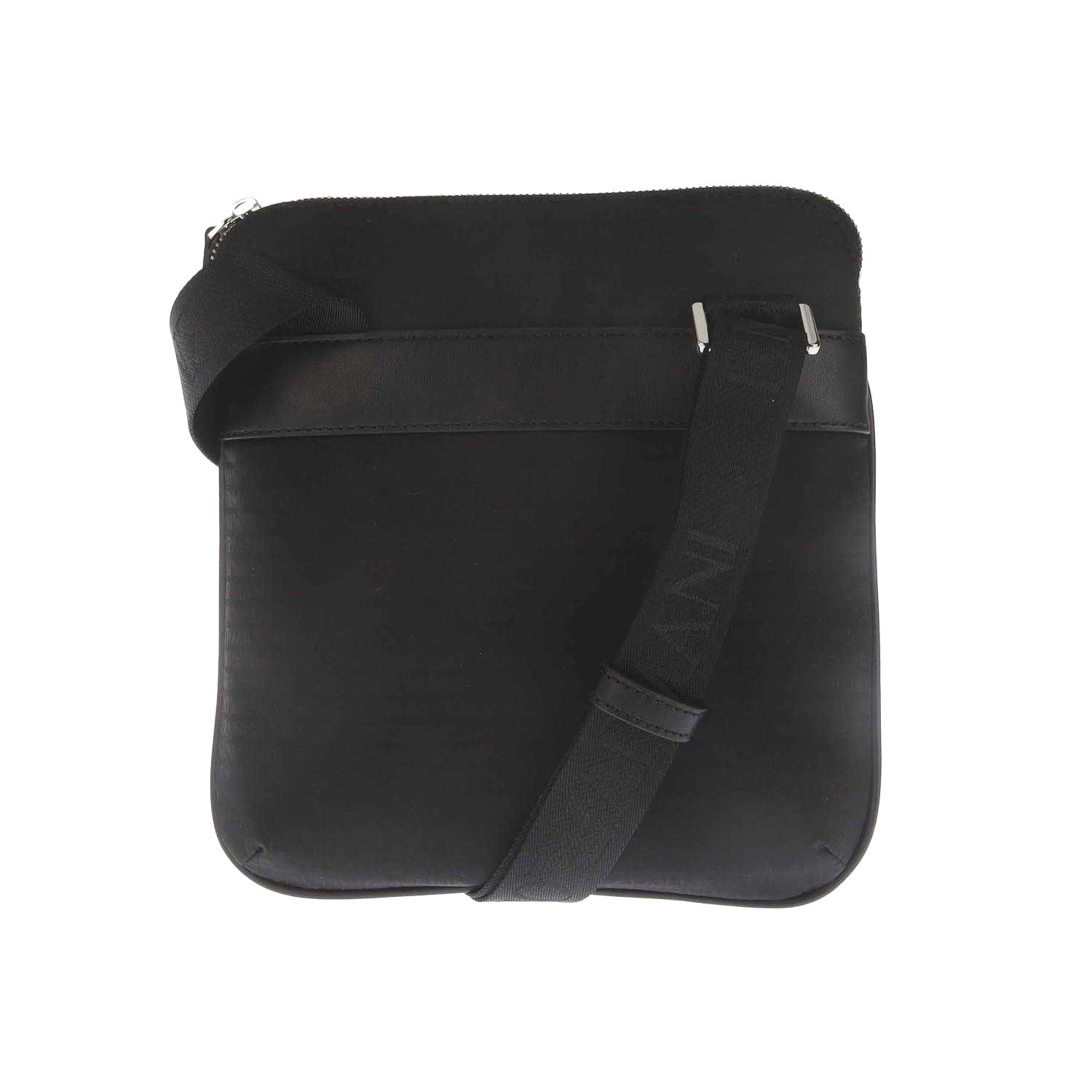 Black - Back - Emporio Armani Metal Logo Nylon Jacquard Shoulder Bag