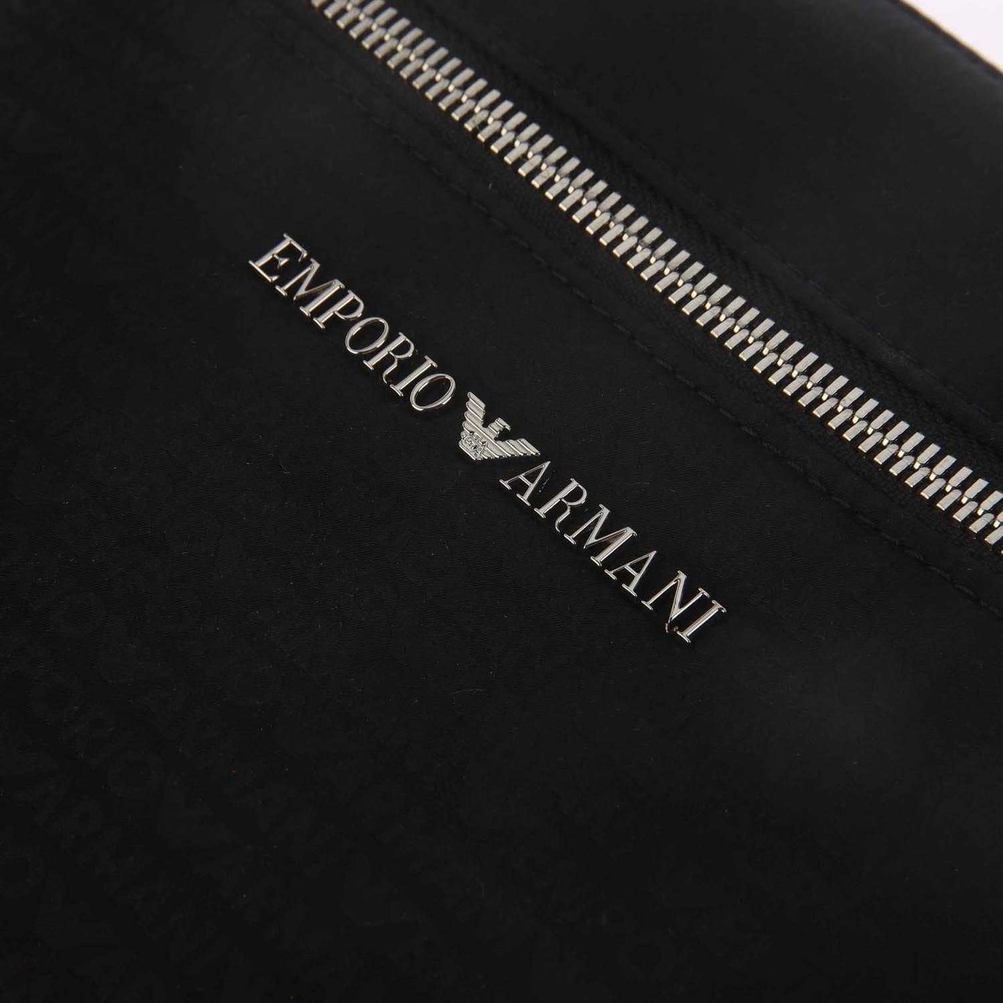 Black - Side - Emporio Armani Metal Logo Nylon Jacquard Shoulder Bag