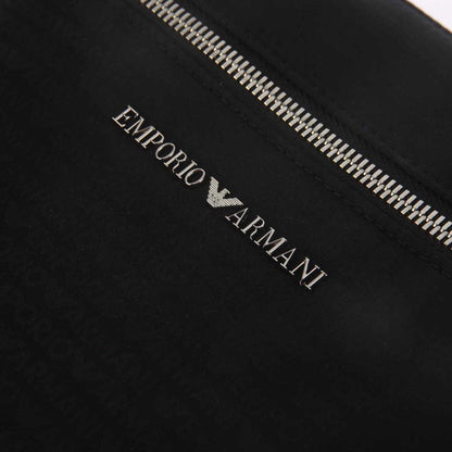 Black - Side - Emporio Armani Metal Logo Nylon Jacquard Shoulder Bag