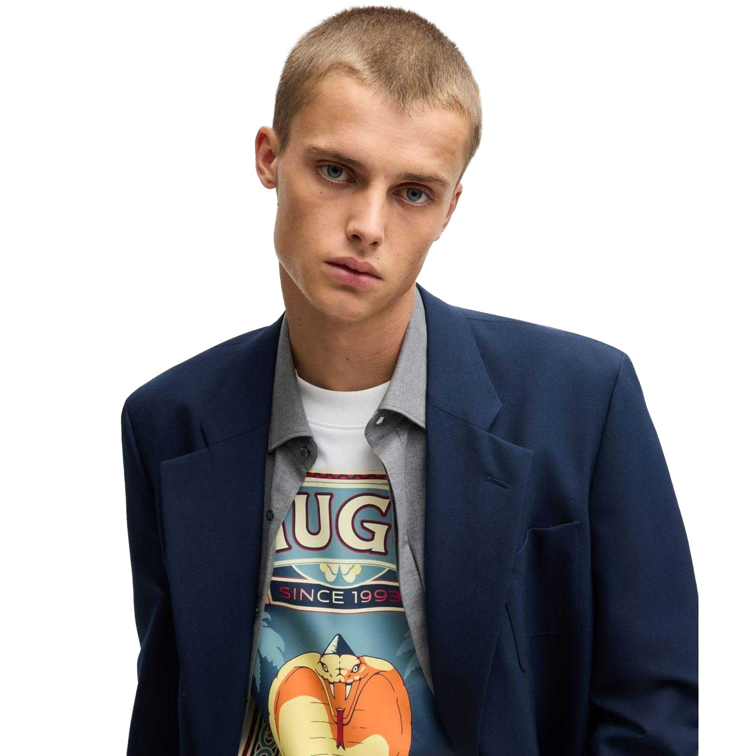 White - Side - Hugo Mens Dicobri Graphic Print T-Shirt