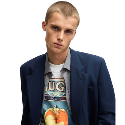 White - Side - Hugo Mens Dicobri Graphic Print T-Shirt