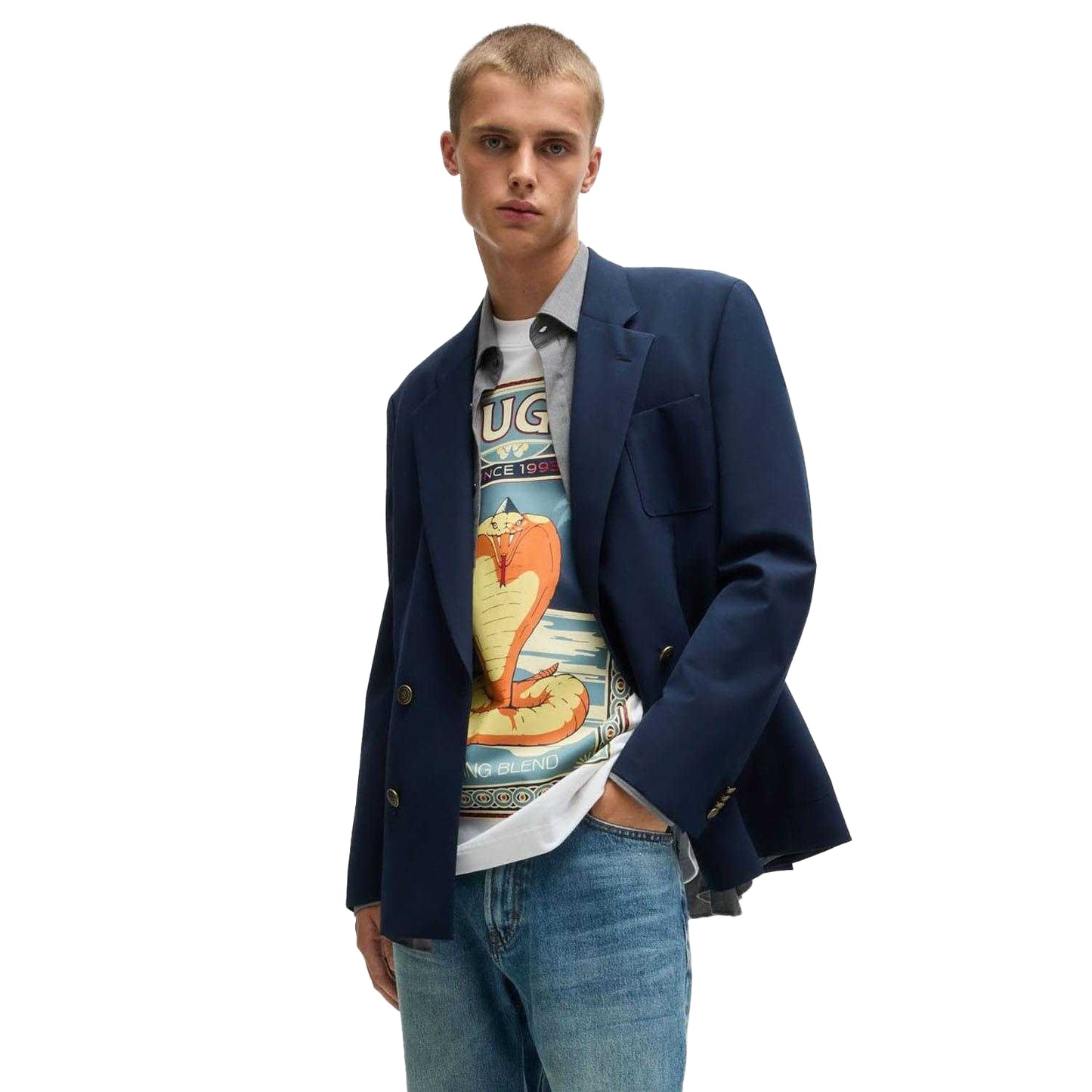 White - Lifestyle - Hugo Mens Dicobri Graphic Print T-Shirt